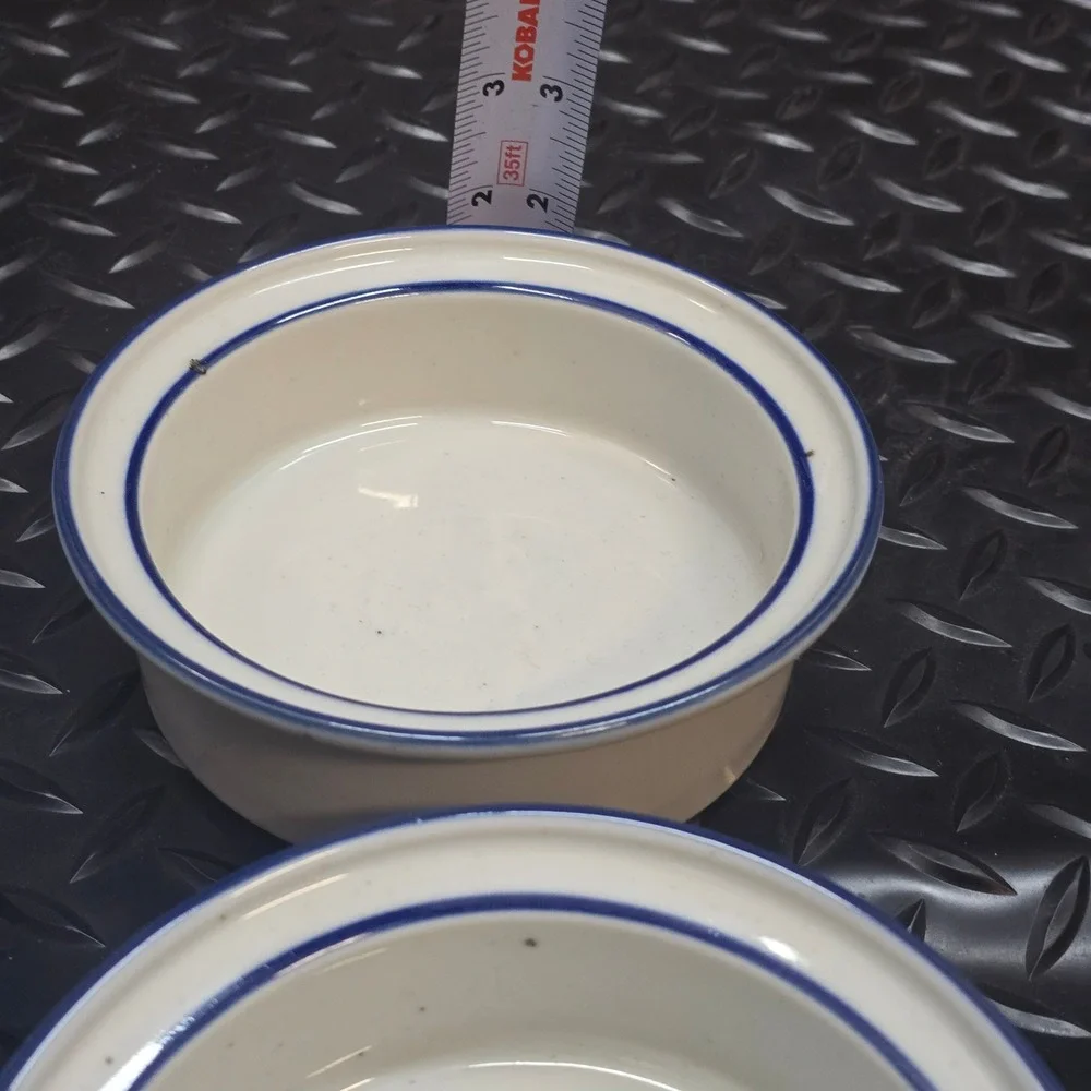 Dansk International Designs Denmark Blue Rim Cream Ramekins Set of 5 Small Bowls
